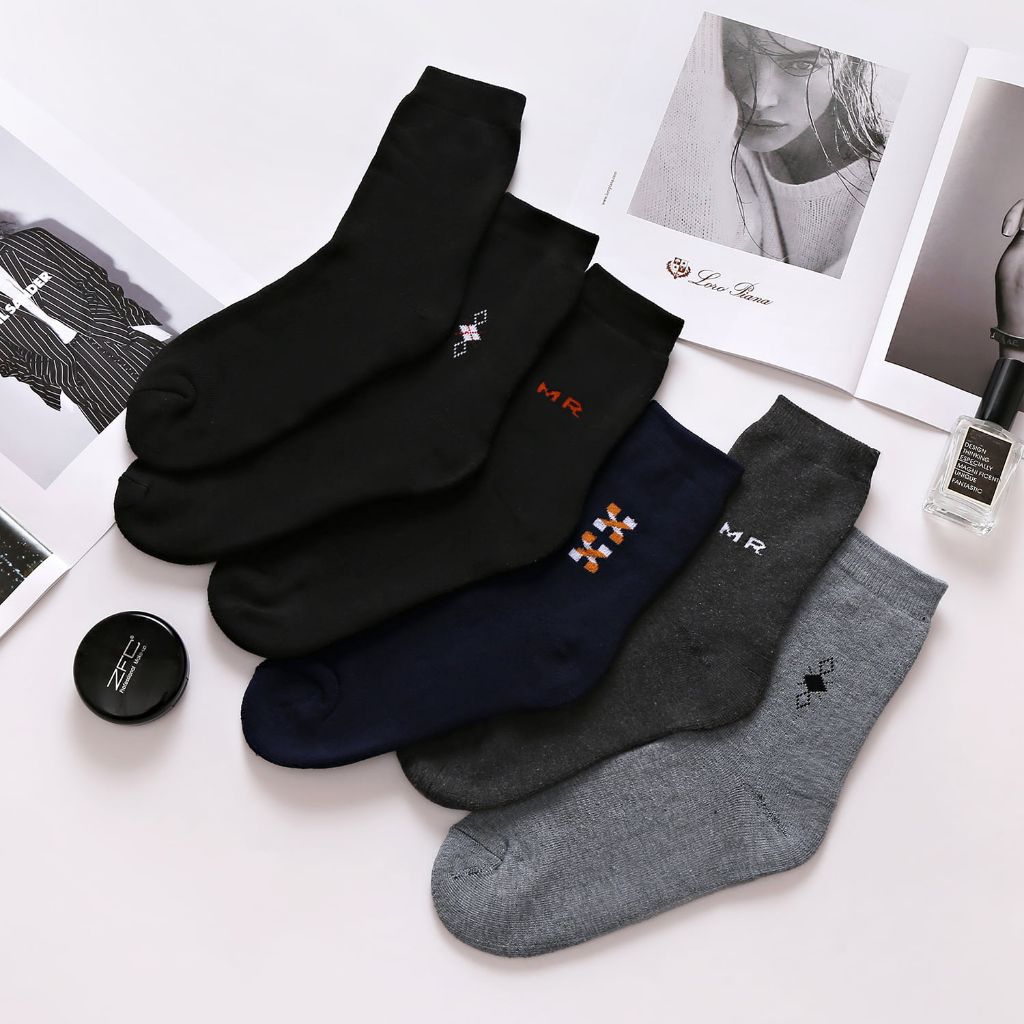 Qstar Elegant Plain Heavy Duty Crew Socks ถุงเท้ายาวธรรมดา