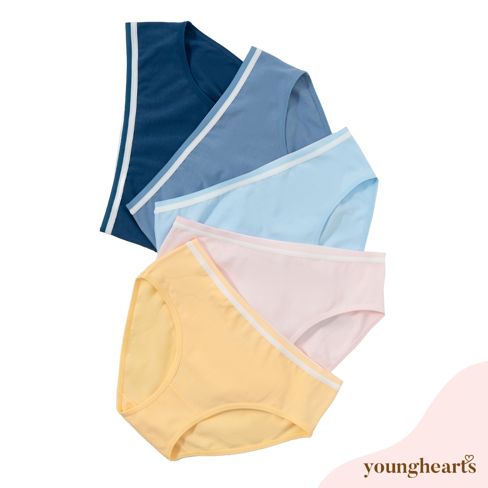 Young Hearts Morning Murmur เอวกลาง Midi 5 ชิ้นผ้าฝ้ายสแปนเด็กซ์แพ็คกางเกง Y20-B063