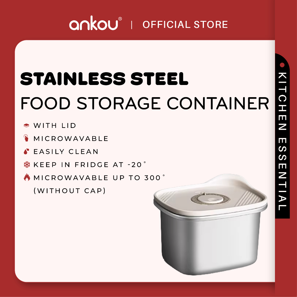 Ankou กล่องเก็บอาหาร - สแตนเลส 300ml / 500ml / 700ml / 1100ml