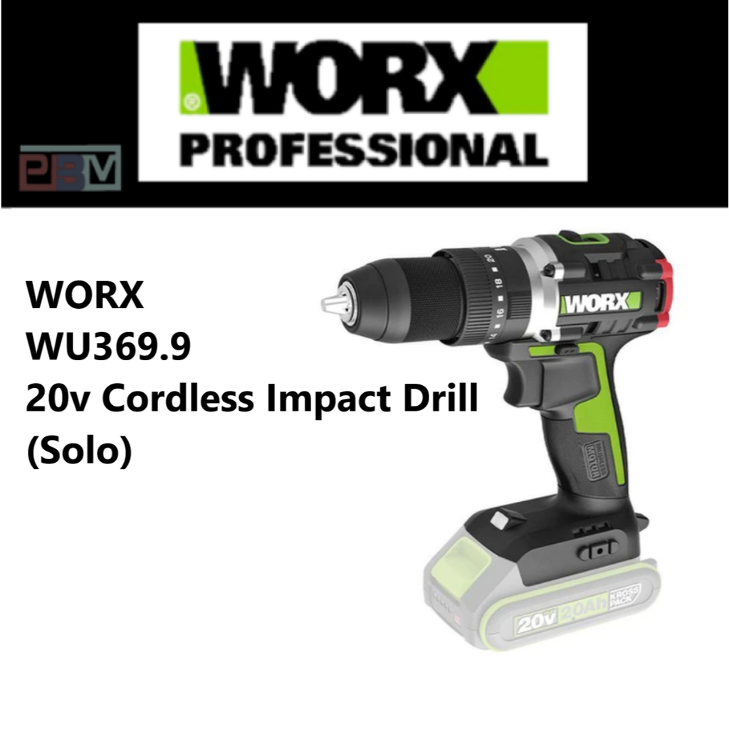 WORX 20V WU369.9 สว่านกระแทกไร้สาย - สว่านเจาะกระแทก Solo / 13MM / มอเตอร์ไร้แปรงถ่าน Worx