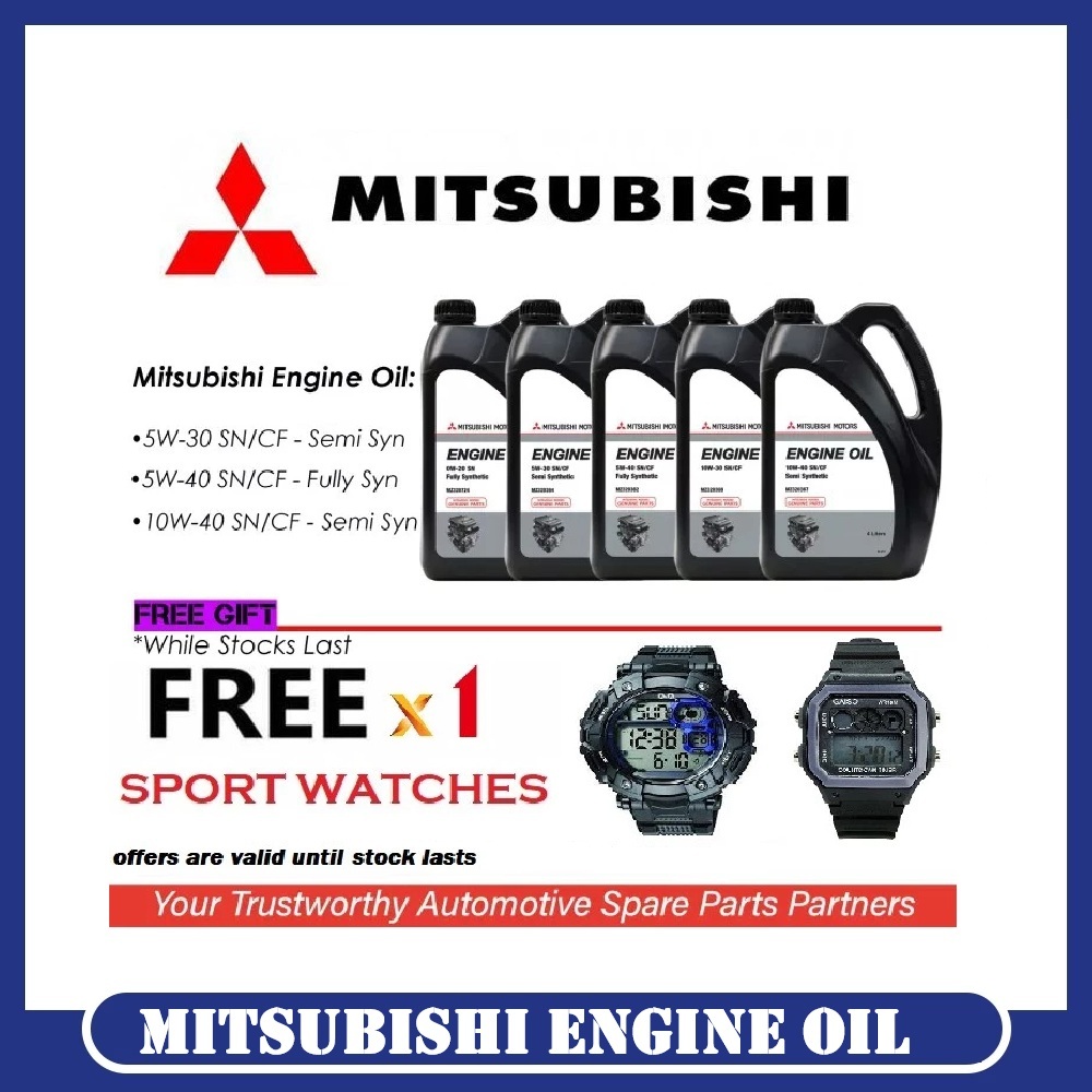 (SPORT WATCH) 5W40 Fully , 10W40 Semi , 5W30 Semi , น้ํามันเครื่อง Mitsubishi Synthetic 4 ลิตร