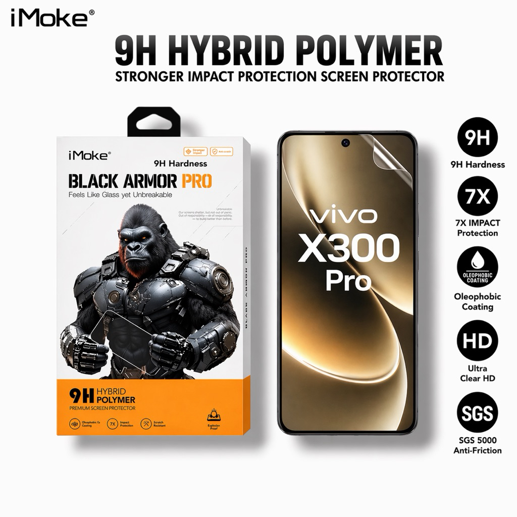 IMoke 9H เกราะสีดํา Pro Impact AR ป้องกันหน้าจอสําหรับ Vivo X300 Pro/X300/X200 FE 5G