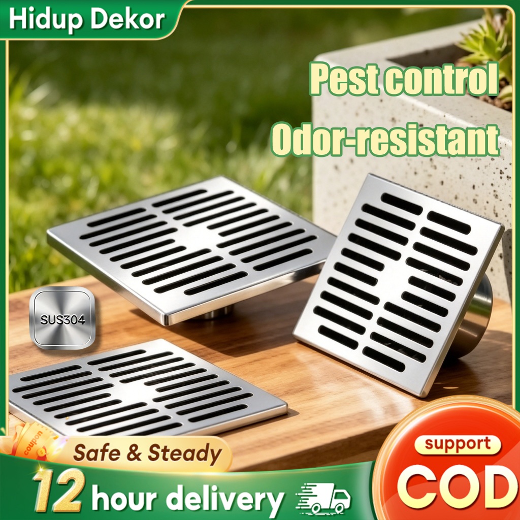 ห้องน้ํา FITTINGS สแตนเลส SUS 304 TILES PERANGKAP LANTAI INSERT FLOOR DRAIN FLOOR TRAP GRAIN พื้น