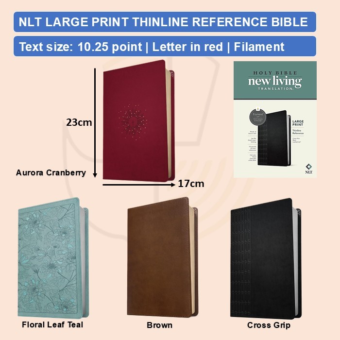 NLT พิมพ์ขนาดใหญ่ Thinline Reference Bible Filament Enable ข้อความขนาด 10.25 ตัวอักษรสีแดง Gladsound