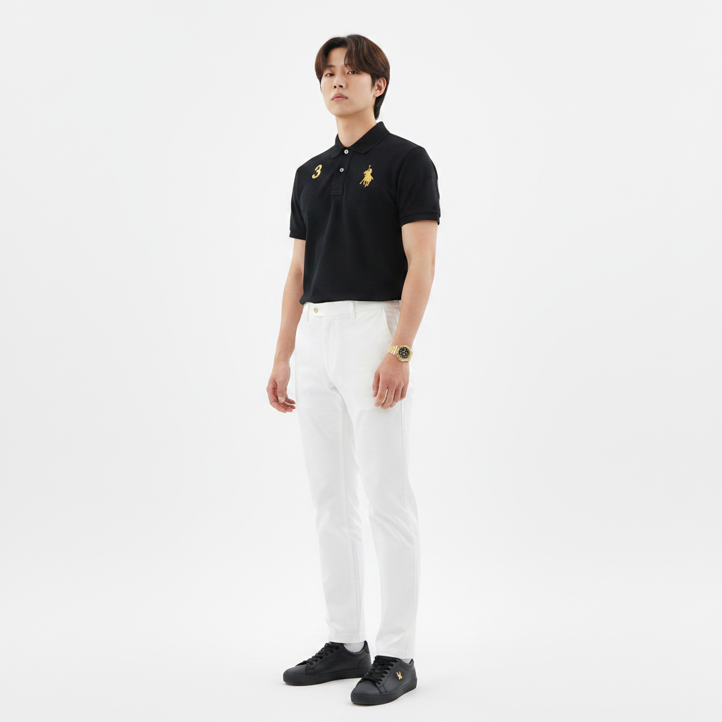 RCB Polo Club Men เสื้อโปโลแขนสั้นคอปก MTS12156 - สีดํา