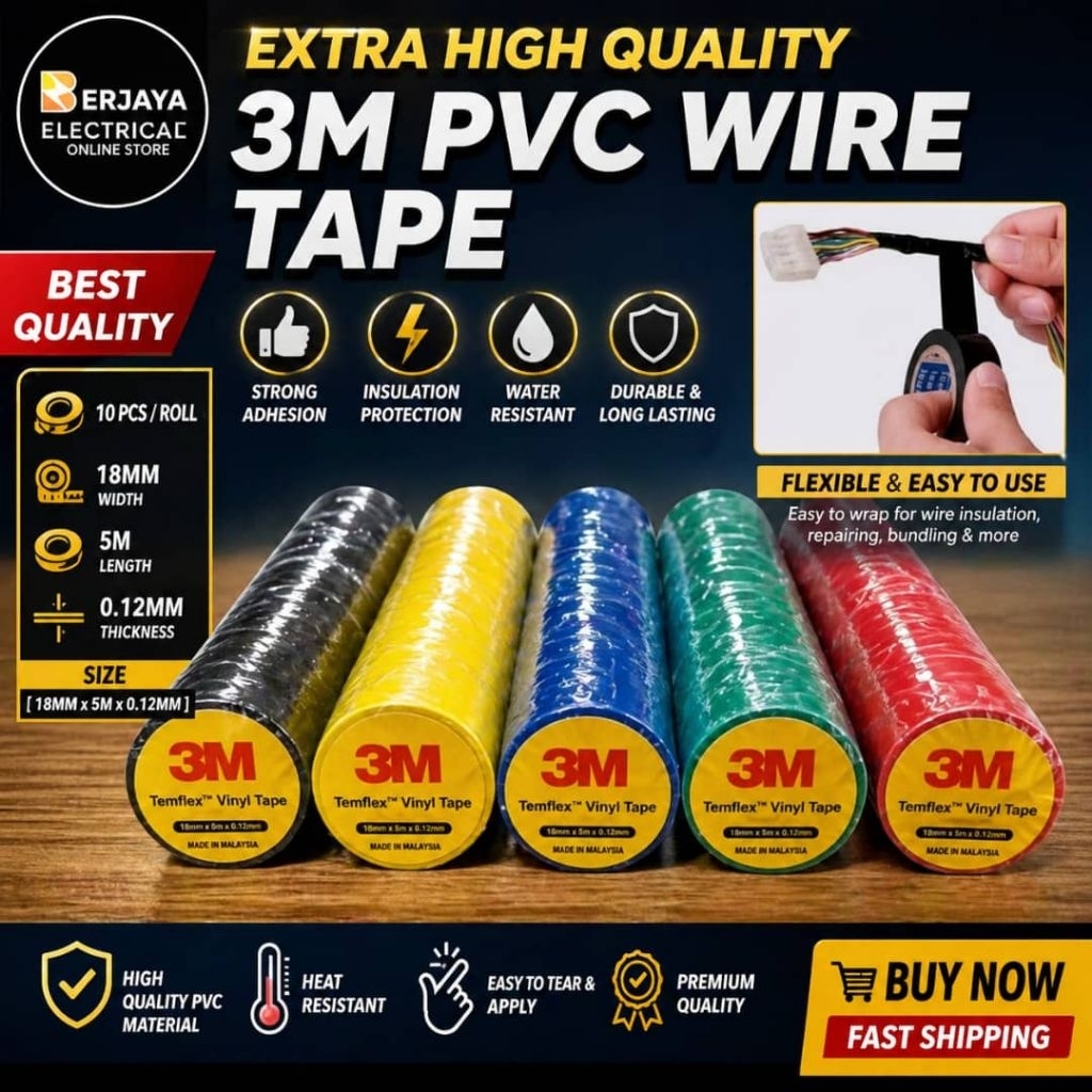 3M TEMFLEX PVC INSULATION ELECTRICAL กันน้ําลวดเทป / 3M PVC STRONG WIRE TAPE