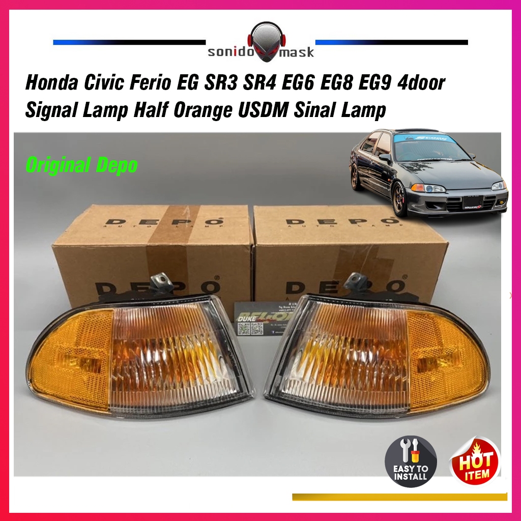 HONDA CIVIC EG SIGNAL LAMP HALF ORANGE USDM DEPO 4DOOR EG8 EG9 SR4 ferio SIGNAL
