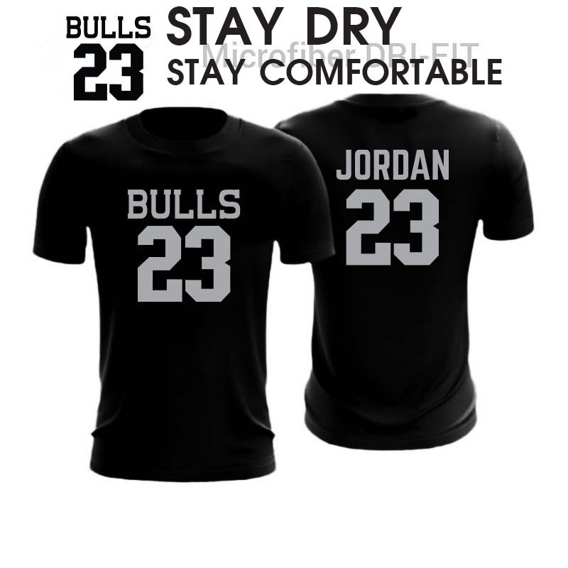 ชุดกีฬาขายดี BuLL 23 Jordan Microfiber Unisex S-3XL GYM Trainning Running Futsal สีดํา