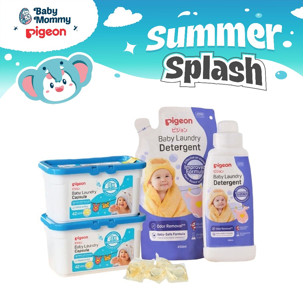 เบบี้มัมมี👶Pigeon Baby Laundry Detergent Bottle Refill Pack Pigeon Laundry Capsule Wash Clothes Chil
