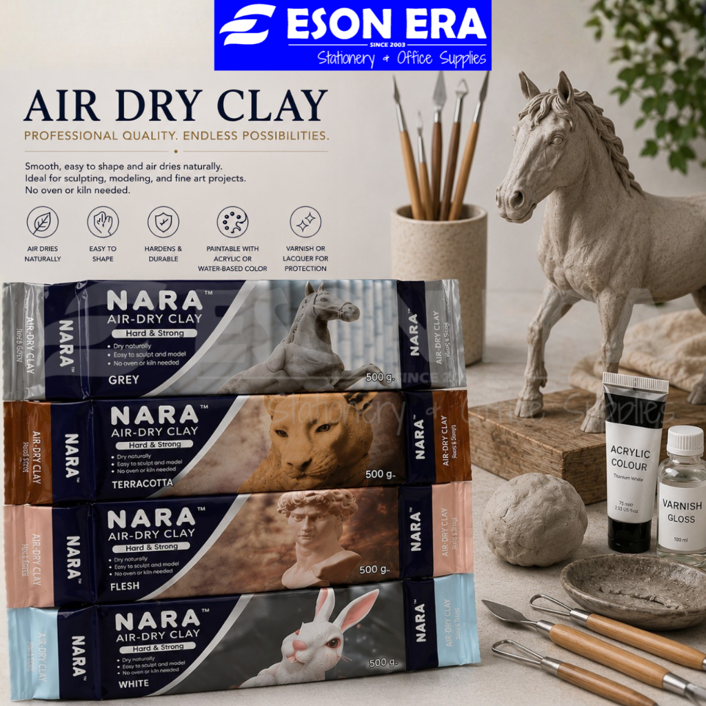 NARA Air Dry Clay สําหรับการสร้างแบบจําลอง ประติมากรรม 500G [สีขาว / หินสีเทา/ น้ําตาลดินเผา/เนื้อผิ
