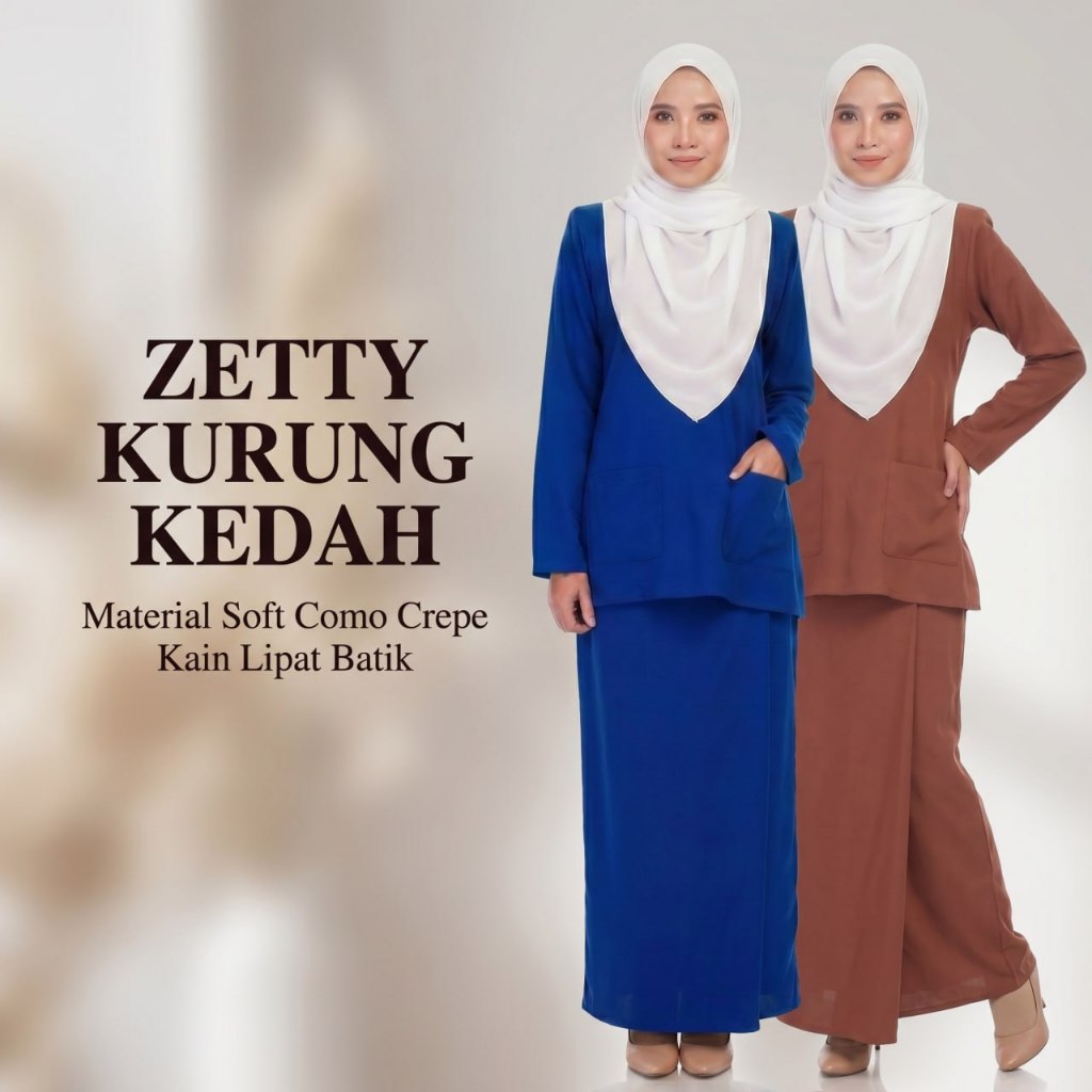 ZETTY KURUNG KEDAH POKET 16 สีร้อน [BAJU KURUNG KEDAH POKET IRONLESS] BAJU KURUNG PLAIN EMPTY