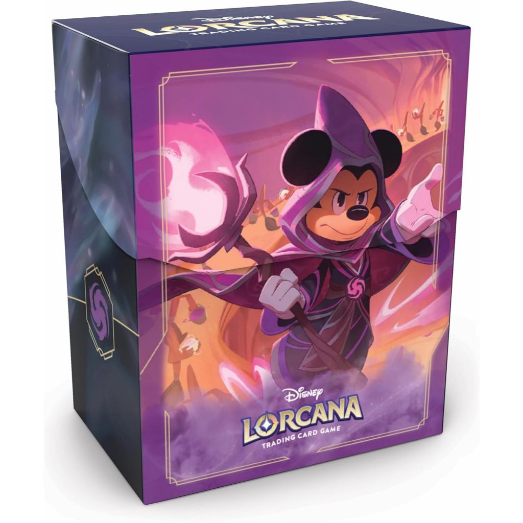 Disney Lorcana TCG Deck Box Featuring Mickey Mouse - Wayward Sorcerer | Securely Store การ์ดสอดแขน 80 ใบ (2x3.9x3 INCH)