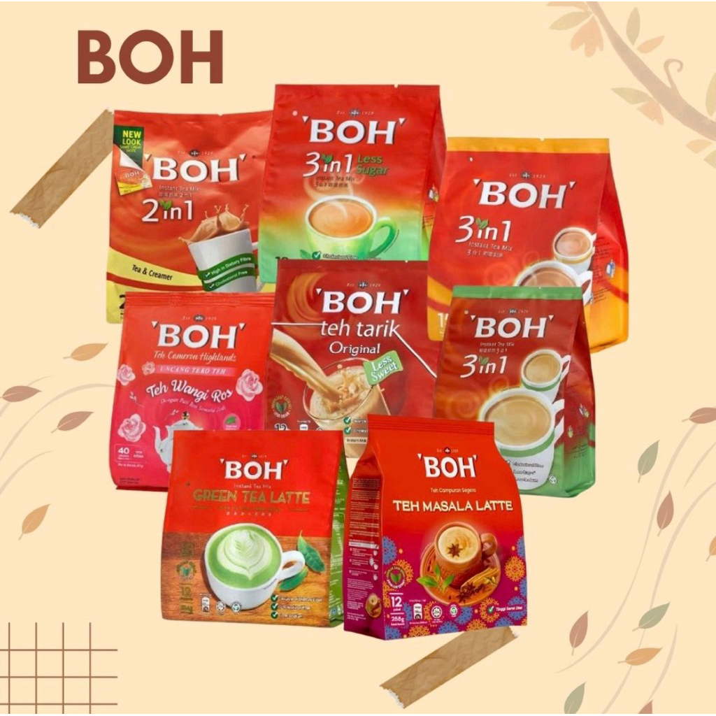 BOH ชานม/ชาชัก มีฮาลาลจากมาเลย์ รสดั้งเดิม 30 ซอง, คาราเมล 15 ซอง และหวานน้อย 12 ซอง
