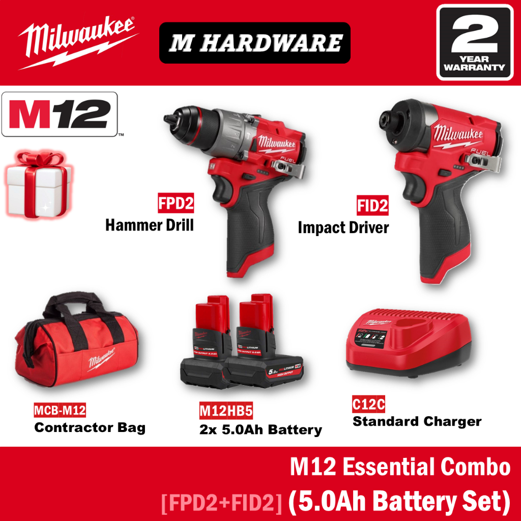 Milwaukee FPD2 + FID2 M12 Essential Combo