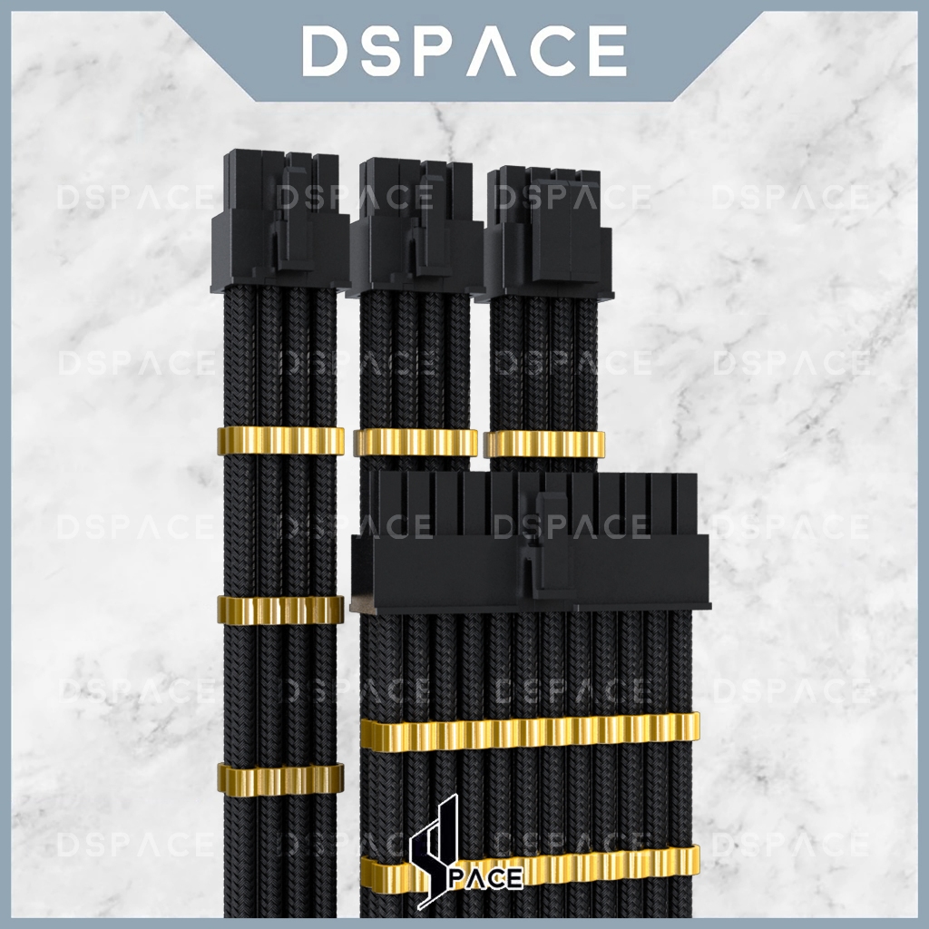 DSPACE Premium+ Pro Black 16AWG หวีโลหะ PSU สายต่อ Sleeved สําหรับ PC Power Supply กราฟิกการ์ด GPU R