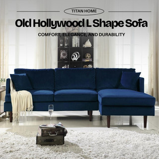TITAN Old Hollywood Sofa 3 SEATER SOFA L SHAPE MURAH Velvet Fabric / 3 Seater L Shape Sofa