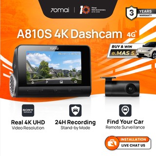 [NEW] 70mai A810S Dash Cam 4K Resolution + HDR | 4G Connectivity | Built-in GPS & ADAS | Dual SONY HDR | Supercapacitor