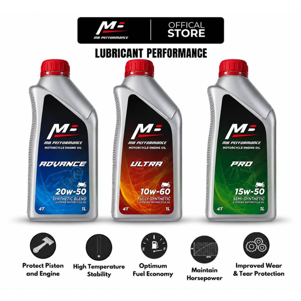 MB PERFORMANCE 4T 10W-60 / 15W50 / 20W50 1L น้ํามันเครื่องมอเตอร์ไซค์