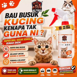 Mr Power Spray Pewangi Pasir Najis Hilangkan Bau Kencing Kucing Berak Tandas Tahi Cat Odour Remover