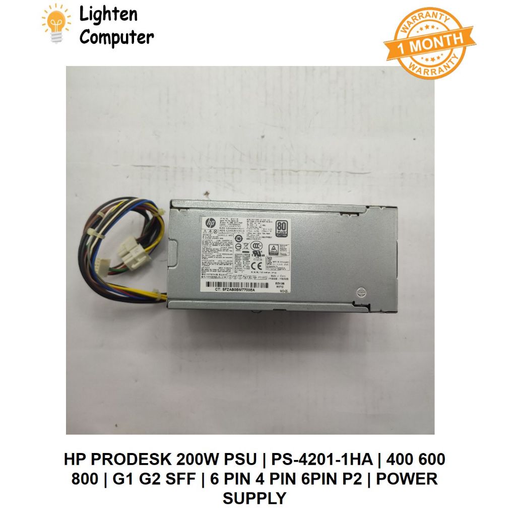 USED HP PRODESK 200W PSU PS-4201-1HA / PS-4201-2HF 400 600 800 G1 G2 SFF 6 PIN 4 PIN 6PIN P2 POWER S