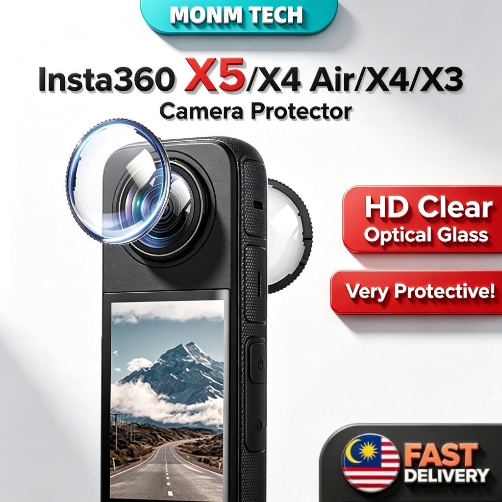 LionShield Insta360 X5/X4/X3 ตัวป้องกันเลนส์ 9H กระจกนิรภัย HD ฝาครอบป้องกันรอยขีดข่วน
