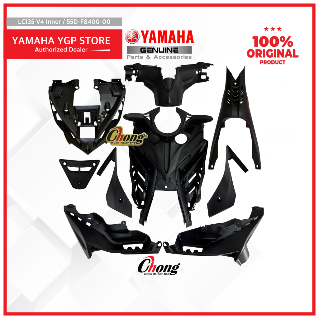 Yamaha LC135 V4/V5/V6/V7 Black Cover Inner Full Set/Cover Hitam Complete Set/Non Colour Set (9 item)