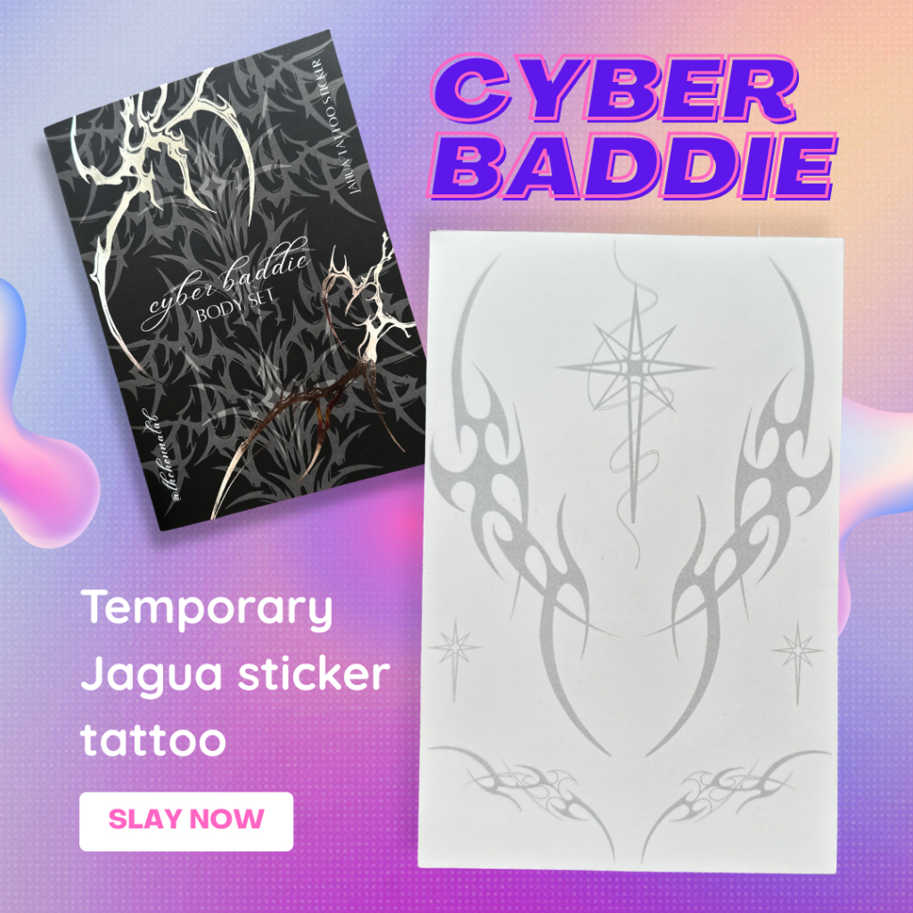 Cyber Baddie Tattoos สติ๊กเกอร์รอยสัก Jagua ชั่วคราว 14 วัน โดย The Henna Lab