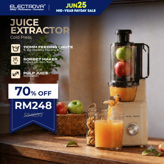 Electrova Cold Press Juice Extractor with Wide Chute l 1.1L Large Capacity l 110mm Wide Chute l Detachable