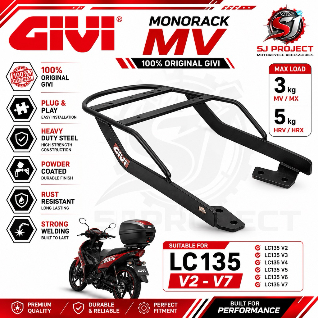 YAMAHA LC135 LC 135 V2 V3 V4 V5 V6 V7 GIVI MVACK MONO ADVANCE MONO RACK BELAKANG TAPAK REAR BOX
