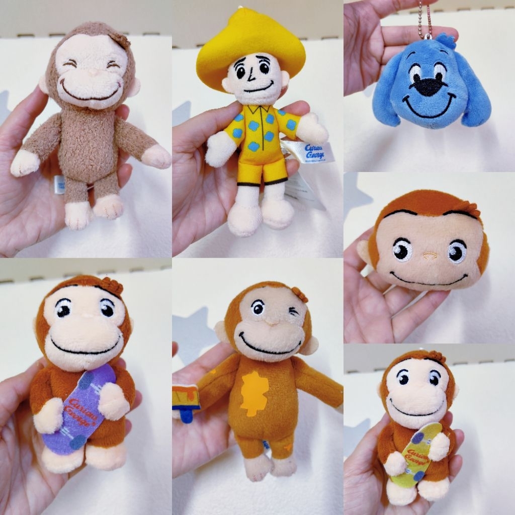 Curious George พวงกุญแจ SKC3B preloved มาสคอตพวงกุญแจตุ๊กตาตุ๊กตานุ่มของเล่นตุ๊กตาผู้ชายหมวกสีเหลือง