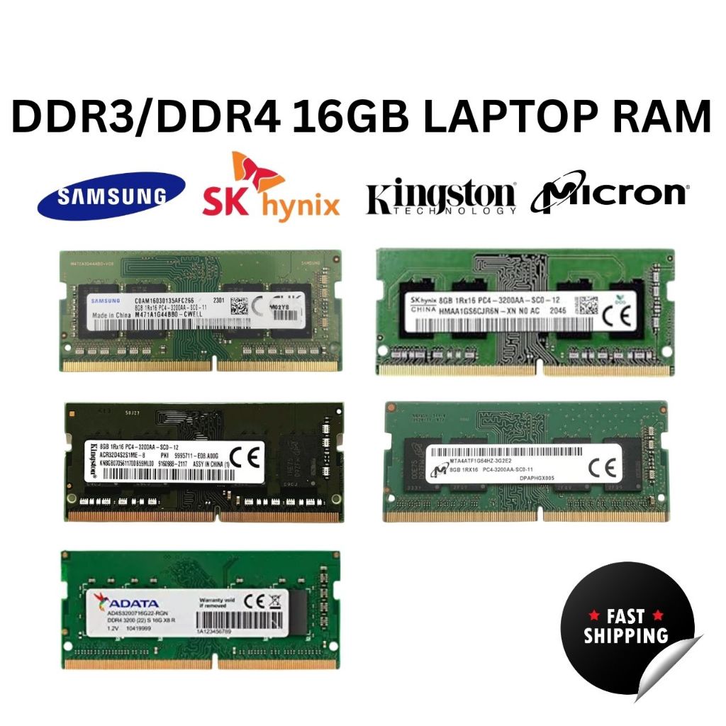 KINGSTON/ MICRON / SKHYNIX / ADATA / OTHER BRAND DDR3/DDR4 16GB RAM แล็ปท็อป