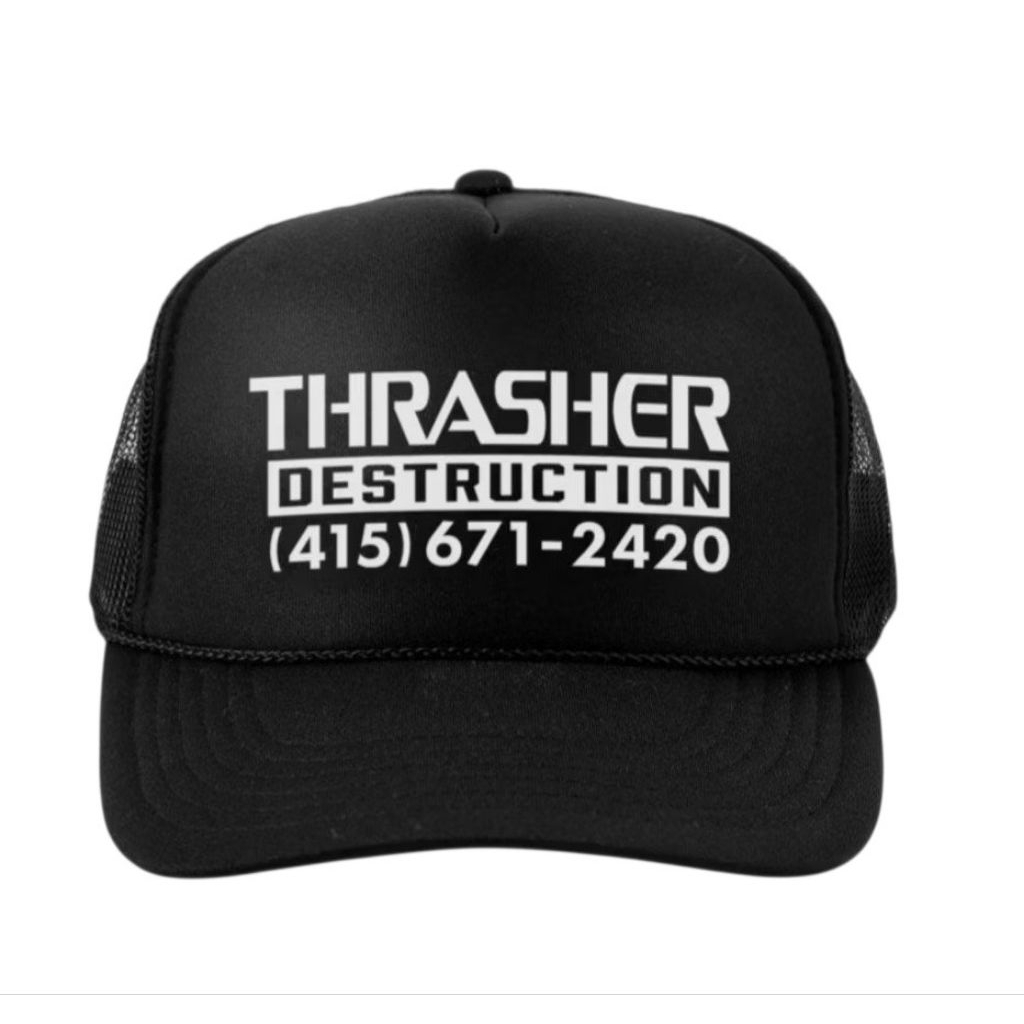 Thrasher Destruction Trucker Snapback Cap- สีดํา