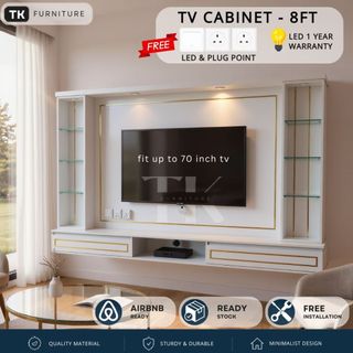 ⚡Free Installation⚡8ft TV Cabinet Plug/LED/TV Dinding/Kabinet/Glass Door/Pintu Kaca TV 150-11