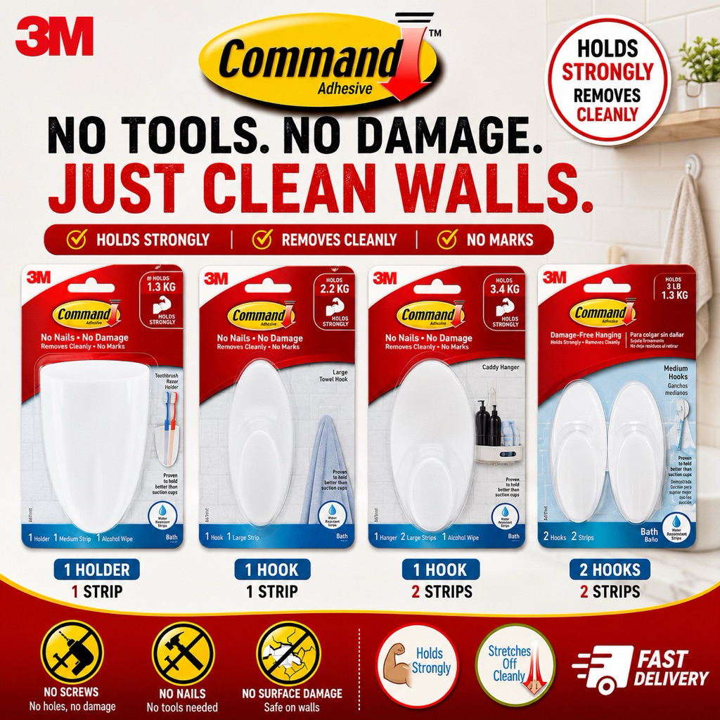 3M Command Bath Hooks กาวติดผนัง