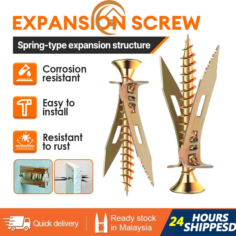 100/50 ชิ้นผีเสื้อ Anchor Bolts เจาะสกรูขยายค้อนโลหะ Drywall Anchors เจาะ drywall Anchor