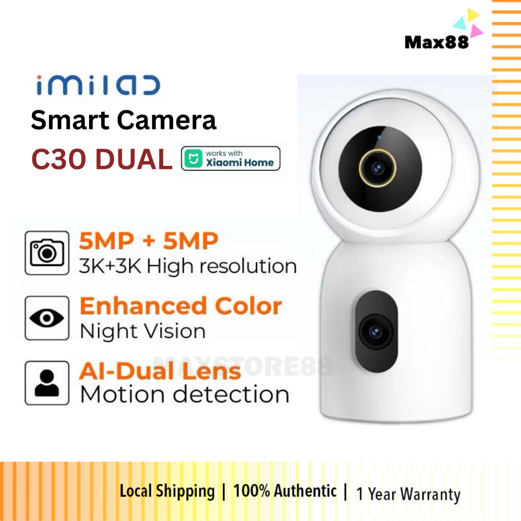 IMILAB C30 Dual 3K+3K WiFi Plug-in กล้องในร่มทํางานร่วมกับแอพ Xiaomi Home