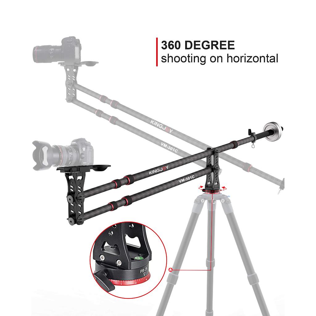 KINGJOY คาร์บอนไฟเบอร์ Professional Mini Jib Crane ภาพยนตร์วิดีโอแบบพับเก็บได้ Jib Arm สําหรับช่างภา