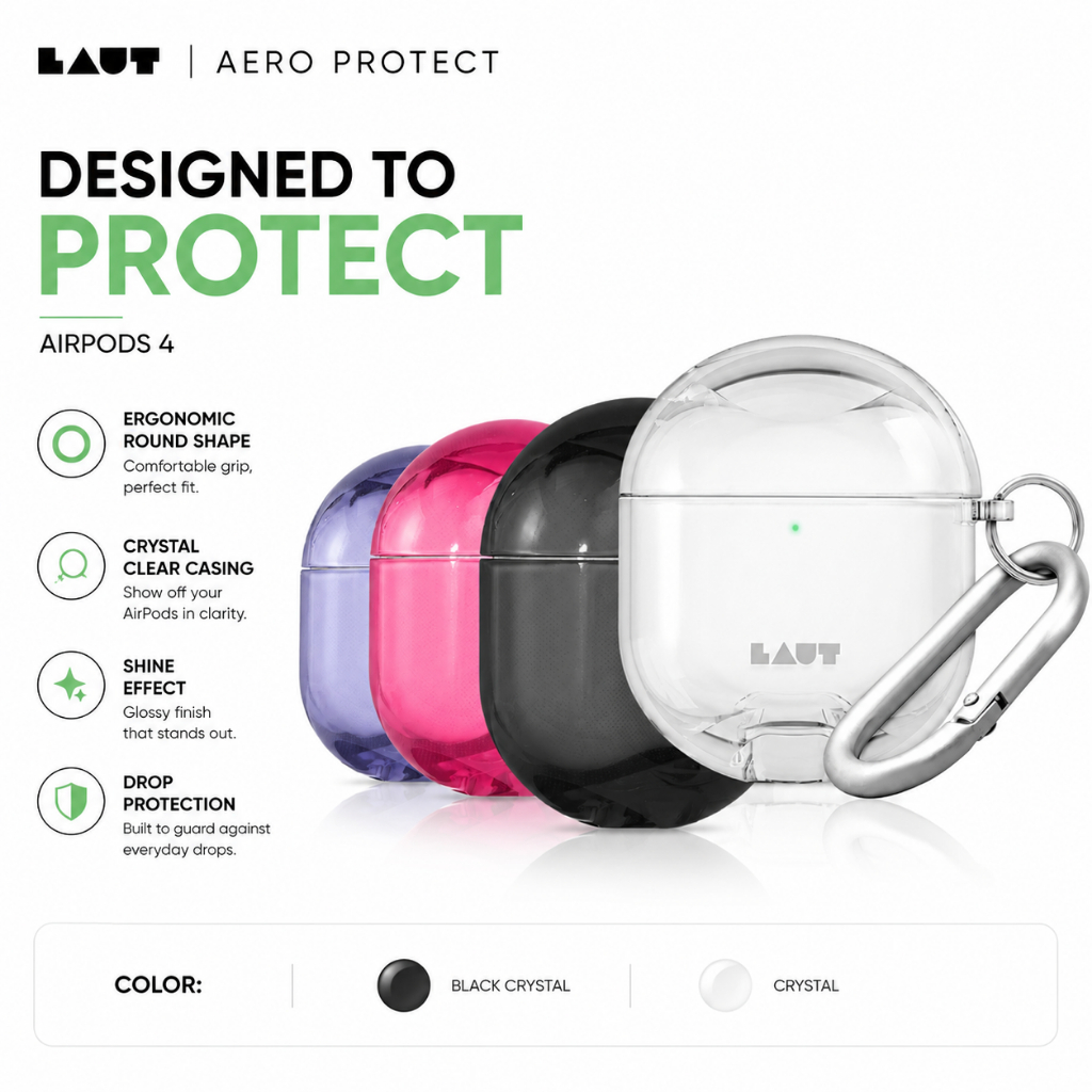 LAUT Aero Protect Case เข้ากันได้กับ AirPods 4