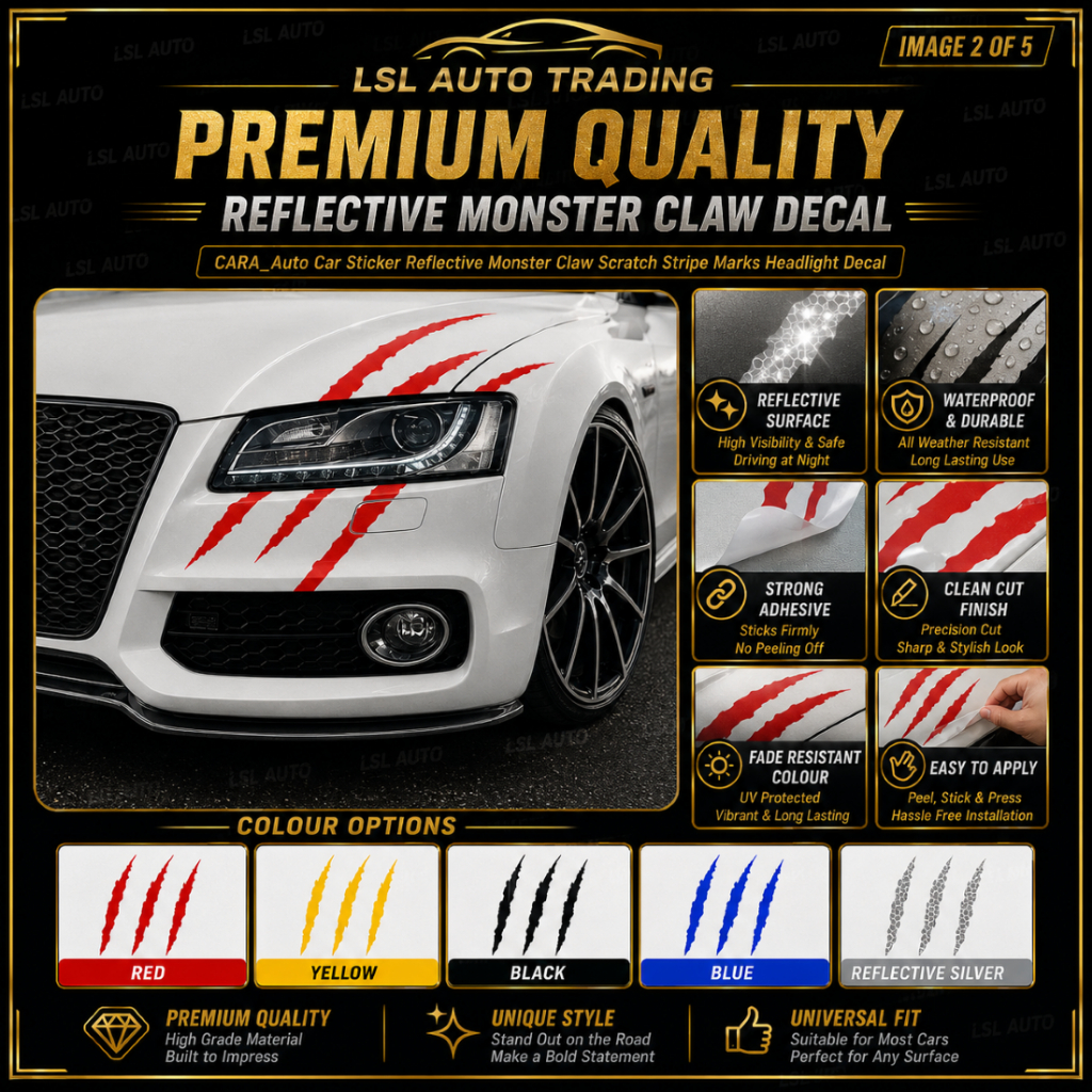 CARA_Auto สติ๊กเกอร์ติดรถสะท้อนแสง Monster Claw Scratch Stripe Marks รูปลอกไฟหน้า