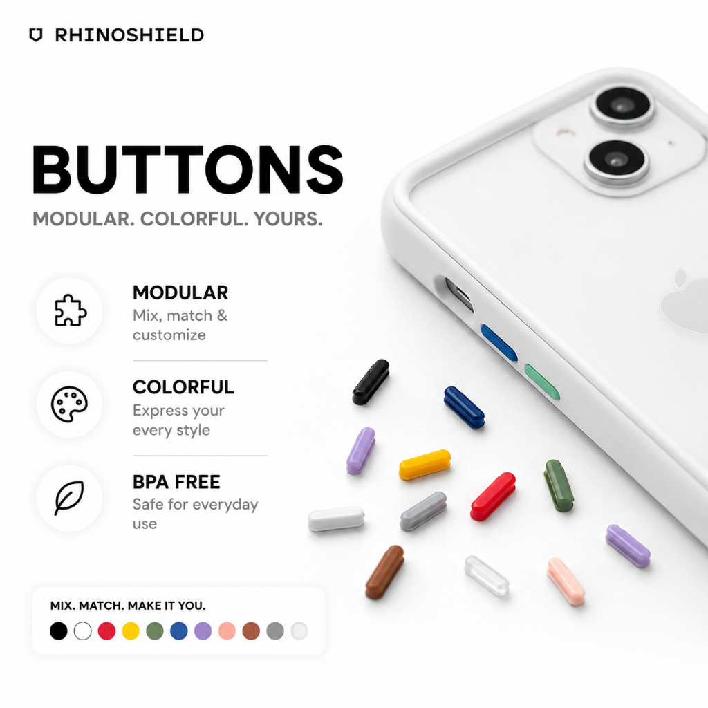 ปุ่มโมโนวัสดุ RhinoShield สําหรับเคสโทรศัพท์