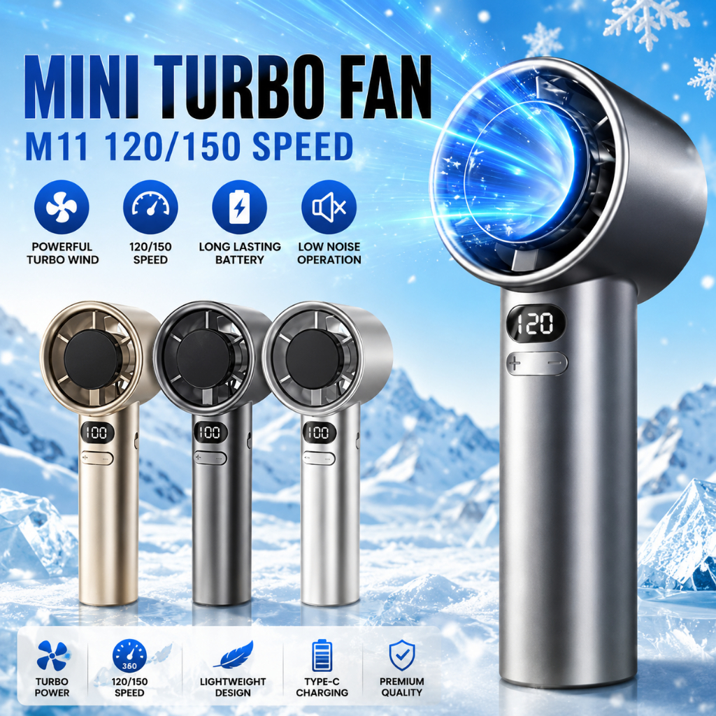 【Local shipment】Handheld Fan Portable Bladeless Mini Fan Recharable M11 120/150 Level Adjustment Wit