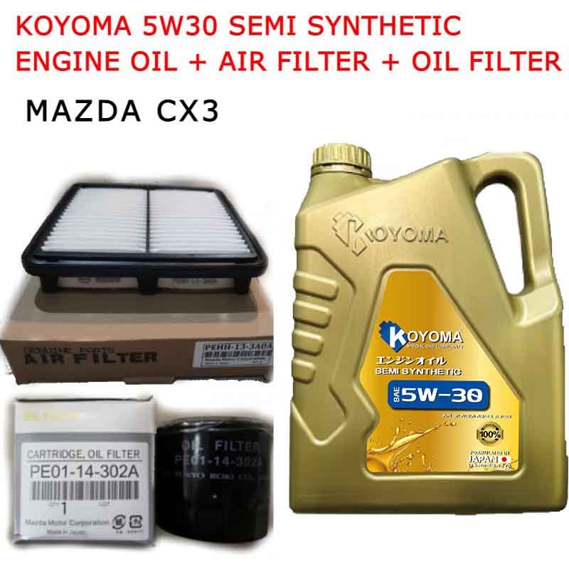 MAZDA CX3 กรองน้ํามัน + กรองอากาศ + KOYOMA 5W30 SEMI SYNTHETIC ENGINE ENGINE OIL