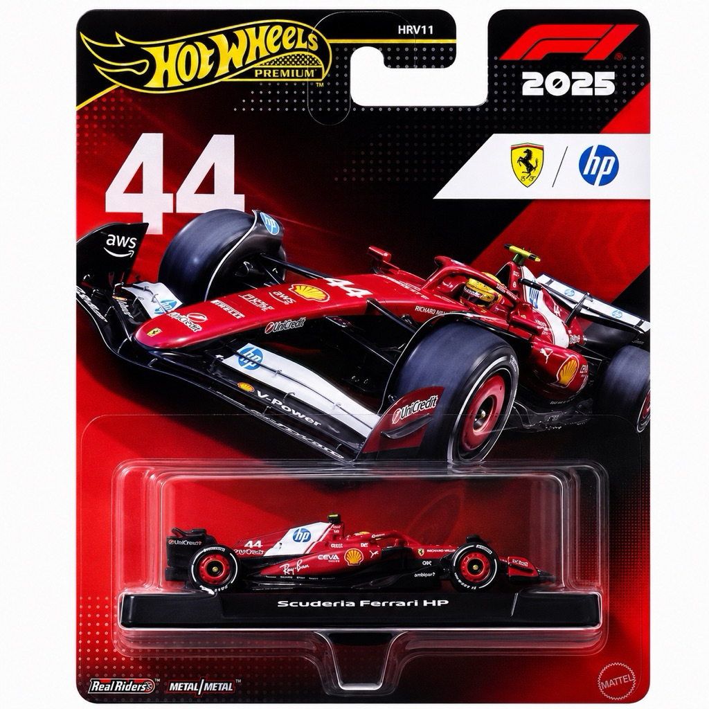 HOT WHEELS PREMIUM F1 2025 Scuderia Ferrari 44 Ferrari F1 Hot Wheels HRV11 PREMIUM FORMULA 1 RACING 