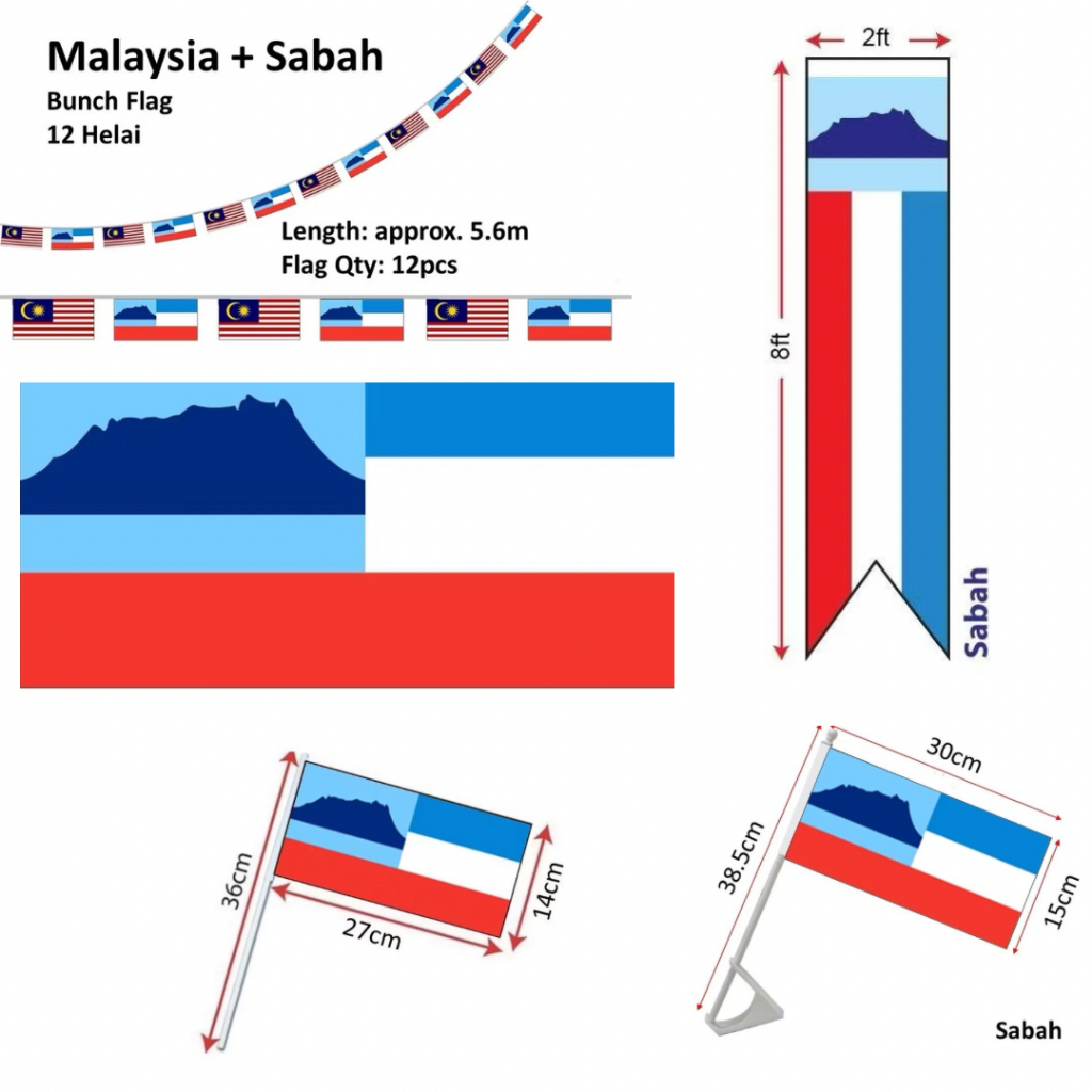 Bendera Sabah Hand Flag/ Spring Flag / Car Flag / Bunch Flag