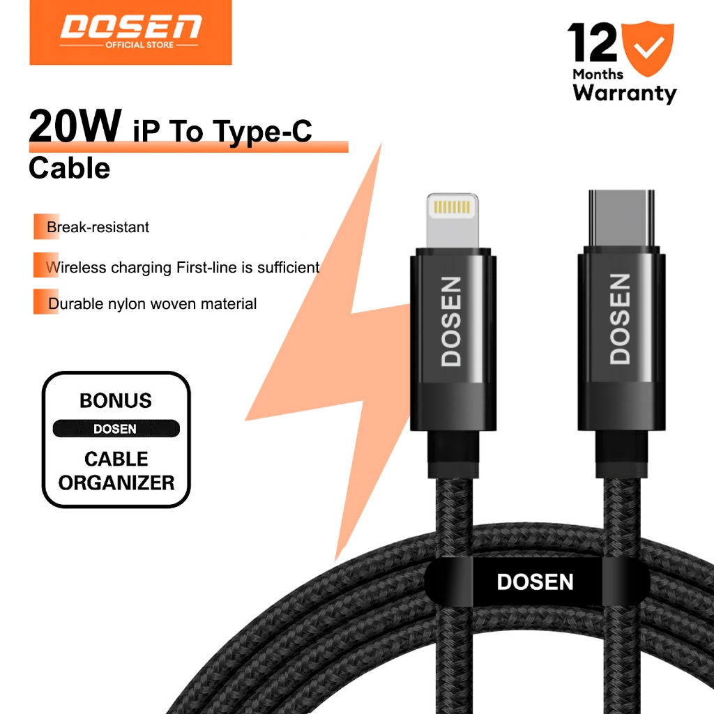 DOSEN 1M-2M PD USB C สายชาร์จเร็วสําหรับ iP(20W)