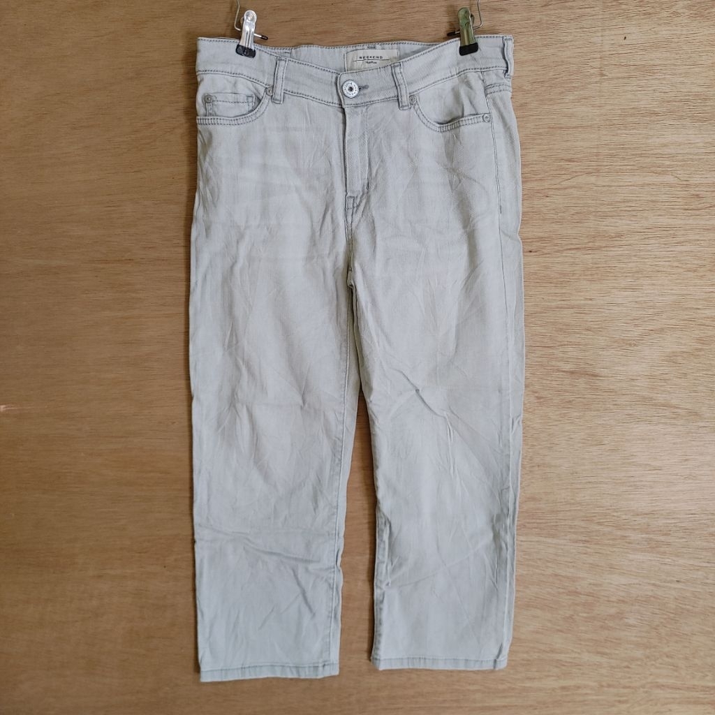 WEEKEND MaxMara Cropped Boyfriend Jeans สีเทาอ่อน Seluar Wanita :18