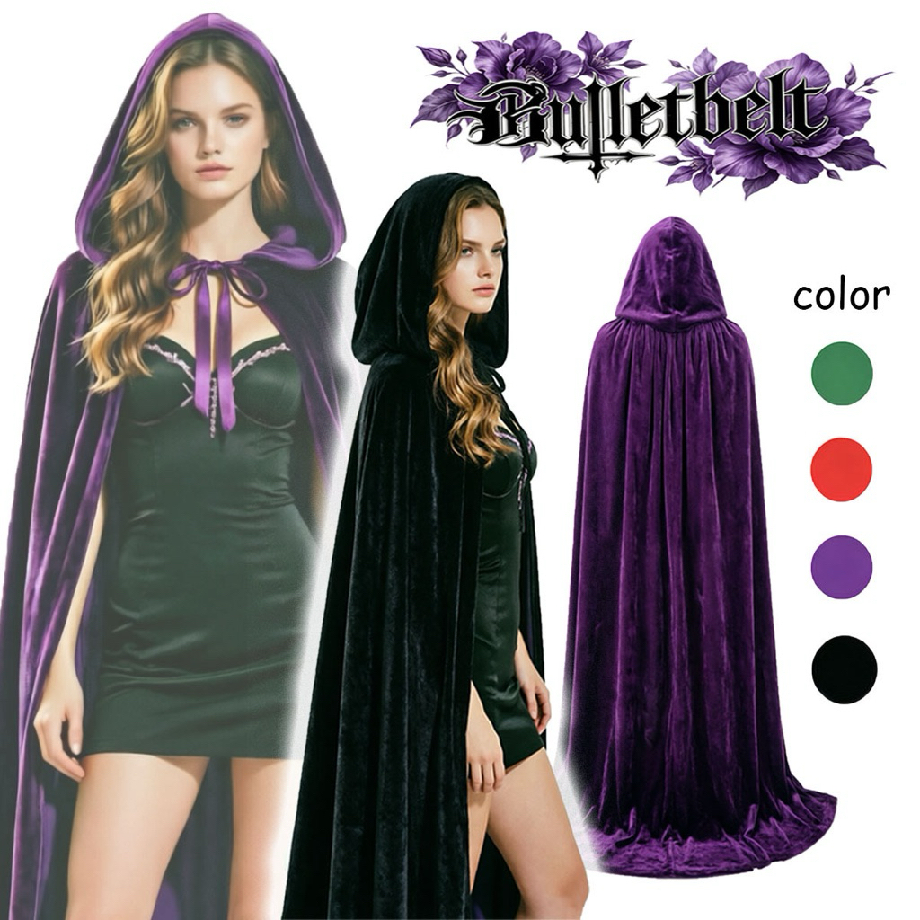 ผู้ใหญ่เสื้อคลุมกํามะหยี่ยาวฮาโลวีน Christmas PartyHooded Fancy Cape Vampire欧美风万圣Douyin Douyin colou