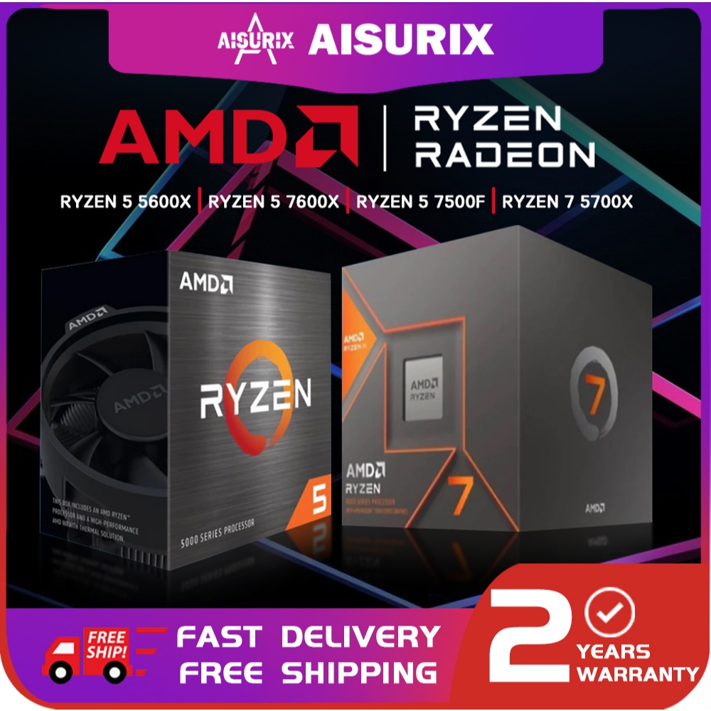 AISURIX AMD Ryzen 5 5600X / 7600X / 7500F RYZEN 7 5700X CPU โปรเซสเซอร์ AM4 5000 Series