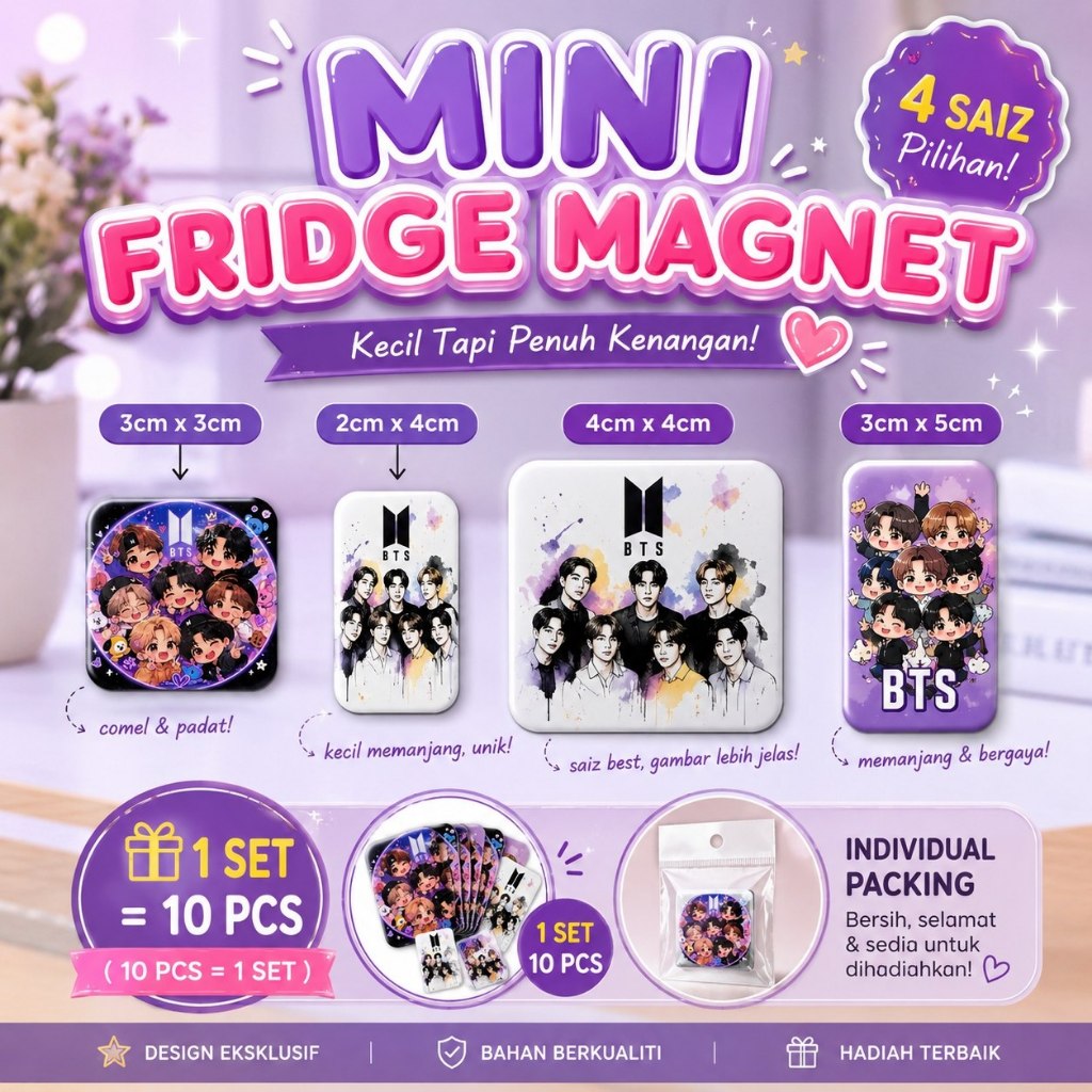 [MJ] CUSTOM MINI FRIDGE MAGNET 1 ชุด 10 ชิ้น