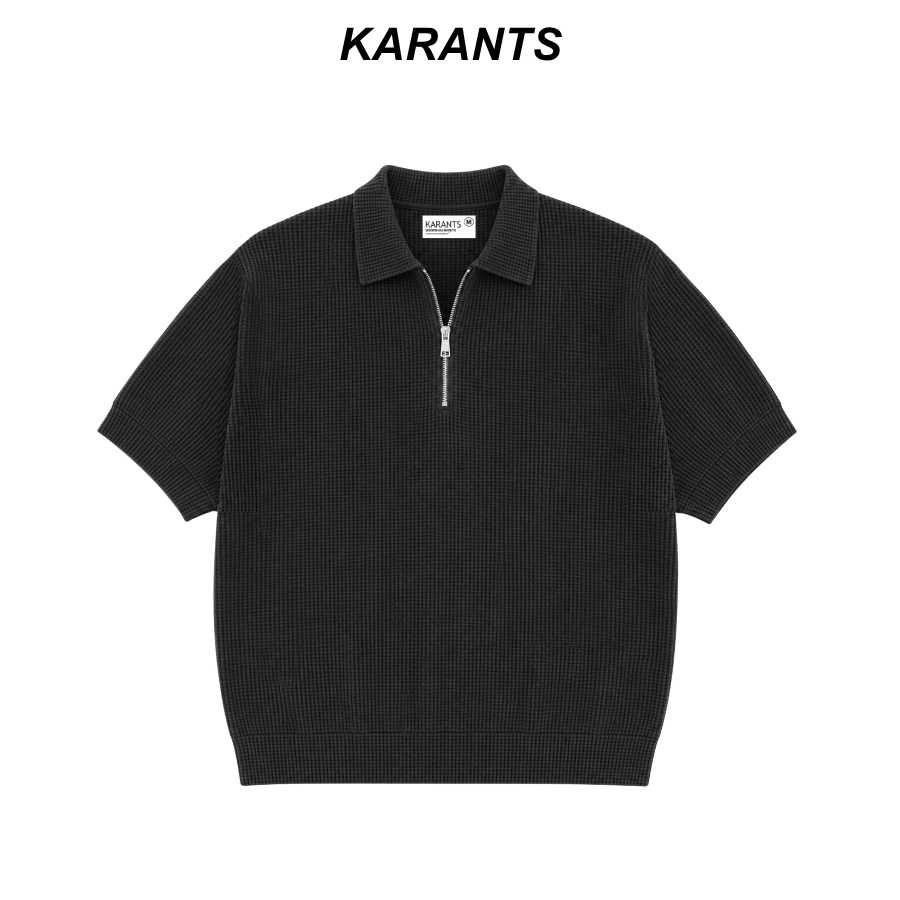 Karants Polo Boxy Fabrik Waffle Kolar Zip Polos Unisex Lelaki Wanita - KR421
